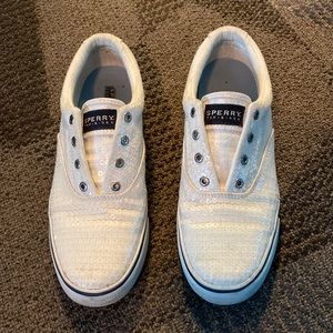 Women’s white sperries